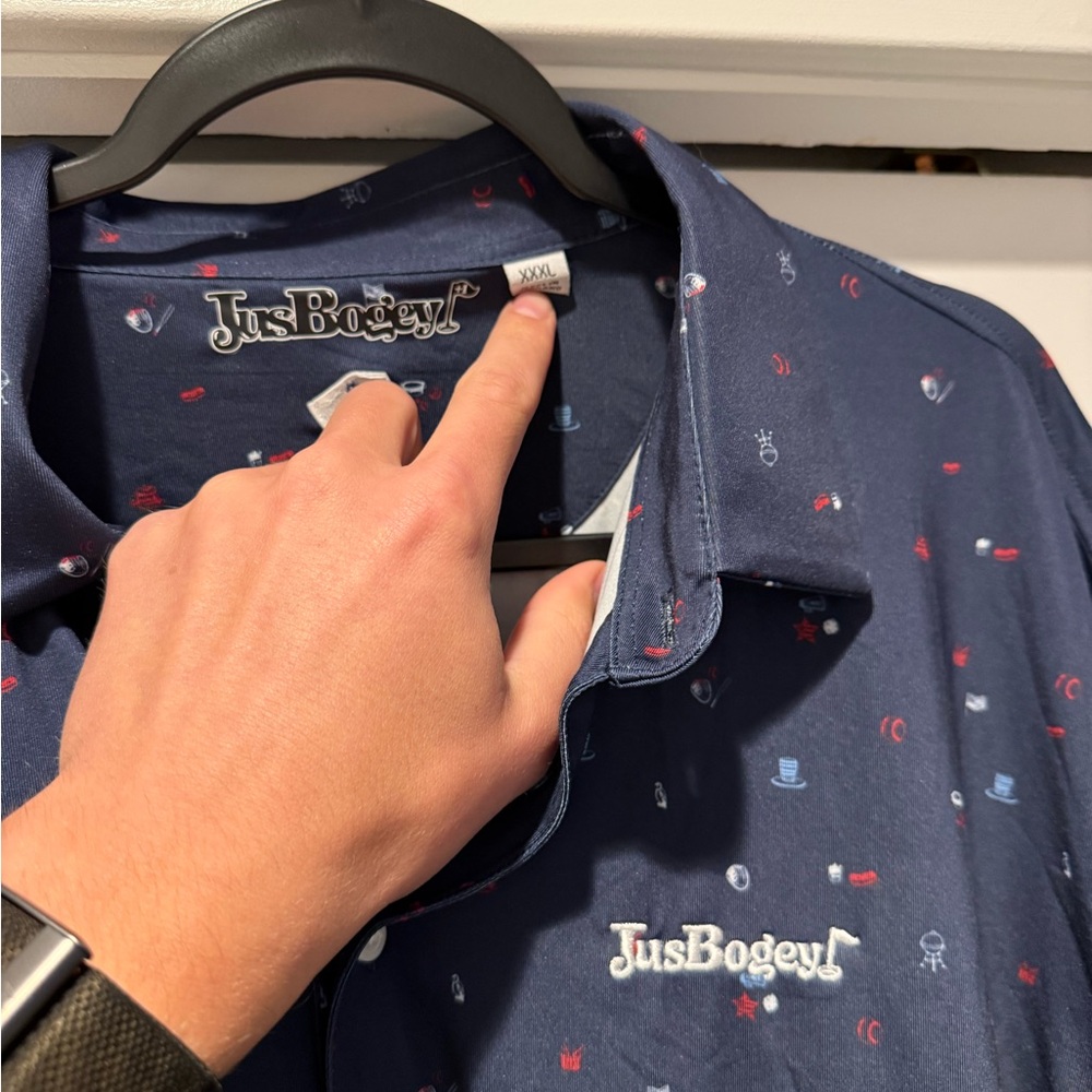 JusBogey Men's Navy Golf Polo - Picture 2 of 4